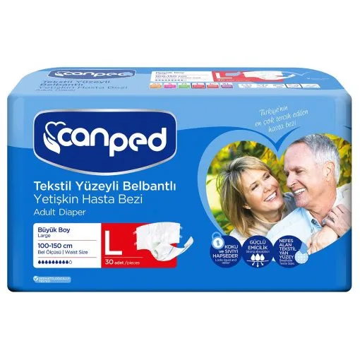 Canped Tekstil Yüzeyli Large Bel Bantlı Yetişkin Hasta Bezi 30'lu