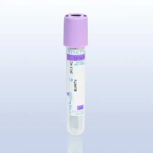 Ayset 2ml K3 EDTA Mor Vakumlu Kan Alma Tüpü 100'lü