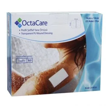 OctaCare Şeffaf Pedli Su GeçirmezYara Örtüsü 9cm x 10cm