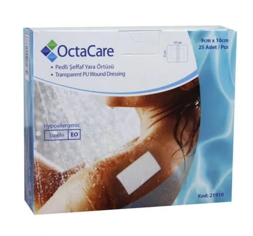 OctaCare Şeffaf Pedli Su GeçirmezYara Örtüsü 9cm x 10cm