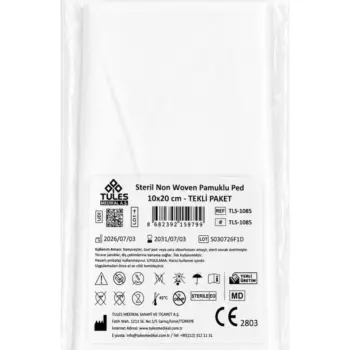 Tules Steril Pamuklu Ped 10cm x 20cm Steril Tekli Paket