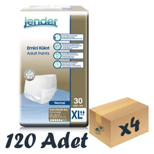Jender Emici Külot Yetişkin Hasta Bezi XL 30’lu 4 Paket 120 Adet