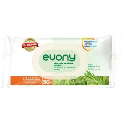 Evony Hijyenik Temizlik Mendili Kapaklı 50'li Paket