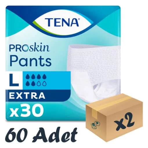 TENA ProSkin Pants Extra Emici Külot, Büyük Boy (L), 6 Damla, 30'lu 2 Paket 60 Adet