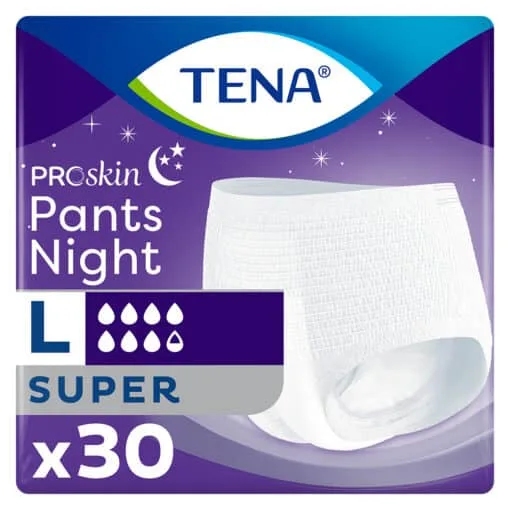 TENA ProSkin Pants Night Emici Külot Gece Bezi, Büyük Boy (L), 7.5 Damla 30'lu Paket