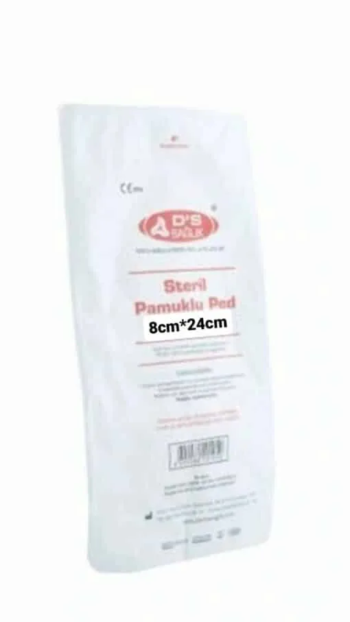 Damla Sağlık Steril Pamuklu Ped 8cm x 24cm