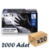 Has-pet Siyah Nitril Pudrasız Eldiven Large 100'lü 20 Paket 2000 Adet