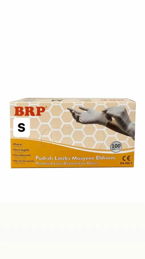 BRP Lateks Pudralı Muayene Eldiveni 100 Adet Small
