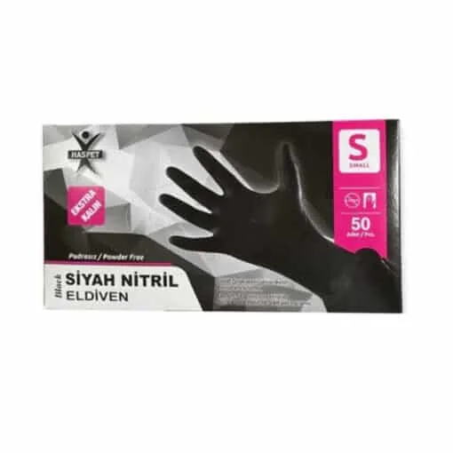 Has-pet Siyah Nitril Extra Kalın Eldiven 50 Adet Small