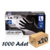 Has-pet Siyah Nitril Extra Kalın Eldiven 50'li 20 Paket 1000 Adet Large
