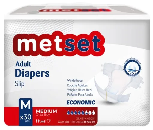 Metset Ekonomik Bel Bantlı Hasta Bezi 5,5 Damla Medium Orta Boy M Beden 30'lu Paket