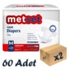 Metset Ekonomik Bel Bantlı Hasta Bezi 5,5 Damla Medium Orta Boy M Beden 30'lu 2 Paket 60 Adet