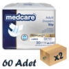 Medcare Premium Bel Bantlı Hasta Bezi 6 Damla Large Büyük Boy L Beden 30'lu 2 Paket 60 Adet