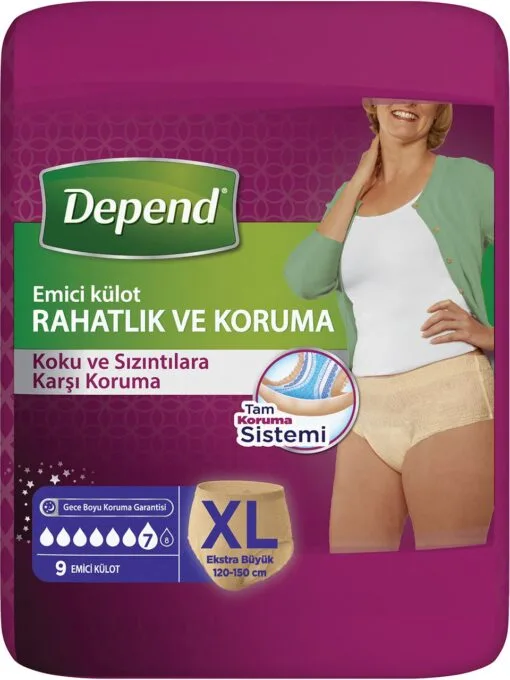 Depend Kadınlar İçin Emici Külot XLarge XL Beden 9'lu Paket