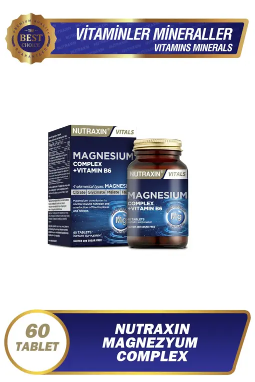 Basel Health Nutraxin Magnesium (Magnezyum) Complex + Vitamin B6 – 60 Tablet