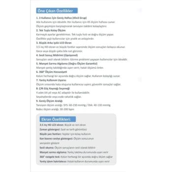 VZN LT-P30 Konuşan Dijital Tansiyon Aleti – Kol Tipi Geniş Manşon & Işıklı LCD Ekran