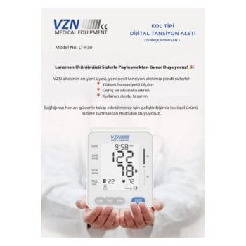 VZN LT-P30 Konuşan Dijital Tansiyon Aleti – Kol Tipi Geniş Manşon & Işıklı LCD Ekran