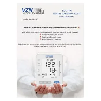 VZN LT-P30 Konuşan Dijital Tansiyon Aleti – Kol Tipi Geniş Manşon & Işıklı LCD Ekran