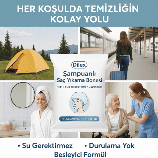 Dilex Kendinden Şampuanlı & Durulama Gerektirmeyen Saç Yıkama Bonesi