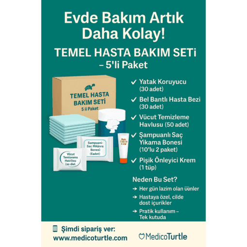 1 Haftalık Evde Hasta Bakım Seti – 5’li Temel Ürün Paketi (Medcare Premium Bel Bantlı)
