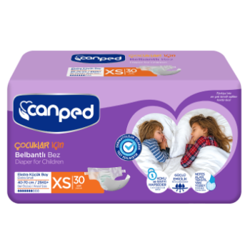 Canped Tekstil Yüzeyli Canped Belbantlı Çocuk Bezi XS 30'lu Paket