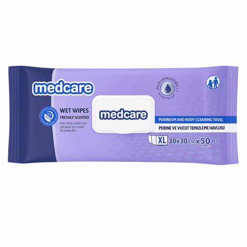 Medcare Perine ve Vücut Temizleme Havlusu – XL Boy (30x30 cm) 50'li Paket