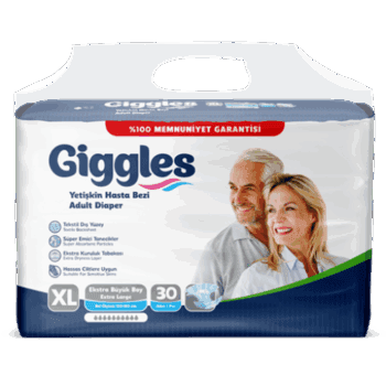 Giggles Yetişkin Tekstil Yüzeyli Belbantlı Hasta Bezi Büyük Boy (XL) 30’lu 4 Paket 120 Adet