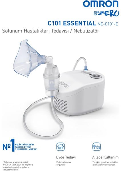 Omron C101 Essential Kompresörlü Nebulizatör – Tüm Aile için Etkili Solunum Yardımı - Görsel 3