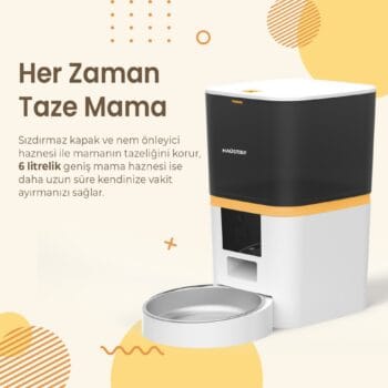 Alternative view of QQ003-V2 Akıllı Otomatik Kedi Mama Kabı, App-Wifi ile Uzaktan Kontrol, Öğün Planlama,porsiyon Belirleme,6lt Hazne, Metal
