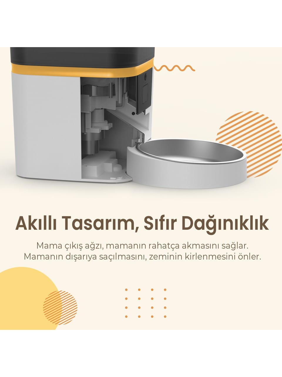 QQ003-V2 Akıllı Otomatik Kedi Mama Kabı, App-Wifi ile Uzaktan Kontrol, Öğün Planlama,porsiyon Belirleme,6lt Hazne, Metal - Görsel 4