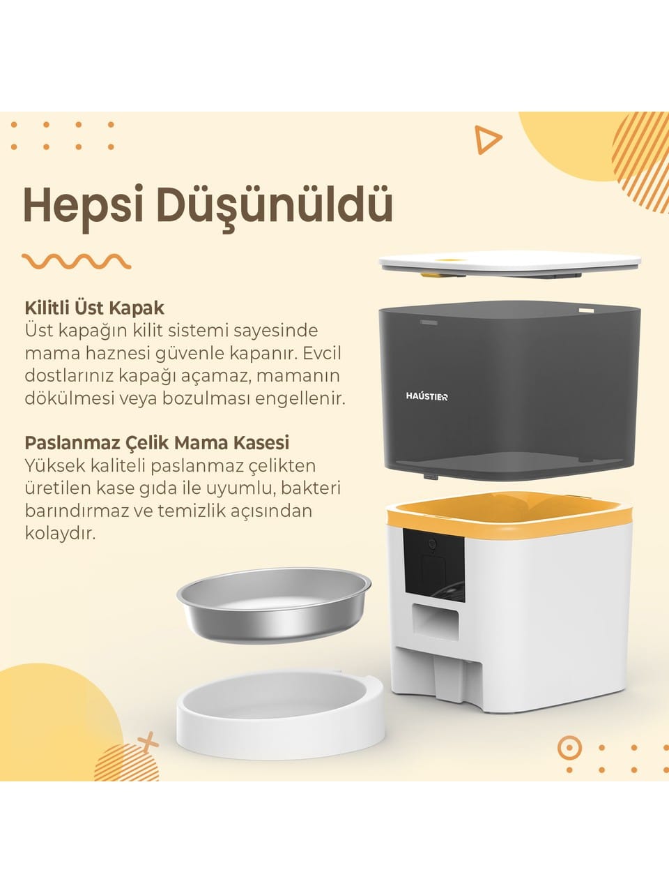 QQ003-V2 Akıllı Otomatik Kedi Mama Kabı, App-Wifi ile Uzaktan Kontrol, Öğün Planlama,porsiyon Belirleme,6lt Hazne, Metal - Görsel 5
