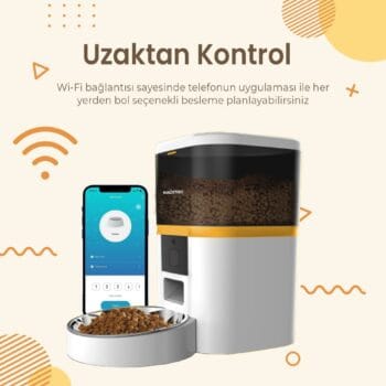 QQ003-V2 Akıllı Otomatik Kedi Mama Kabı, App-Wifi ile Uzaktan Kontrol, Öğün Planlama,porsiyon Belirleme,6lt Hazne, Metal