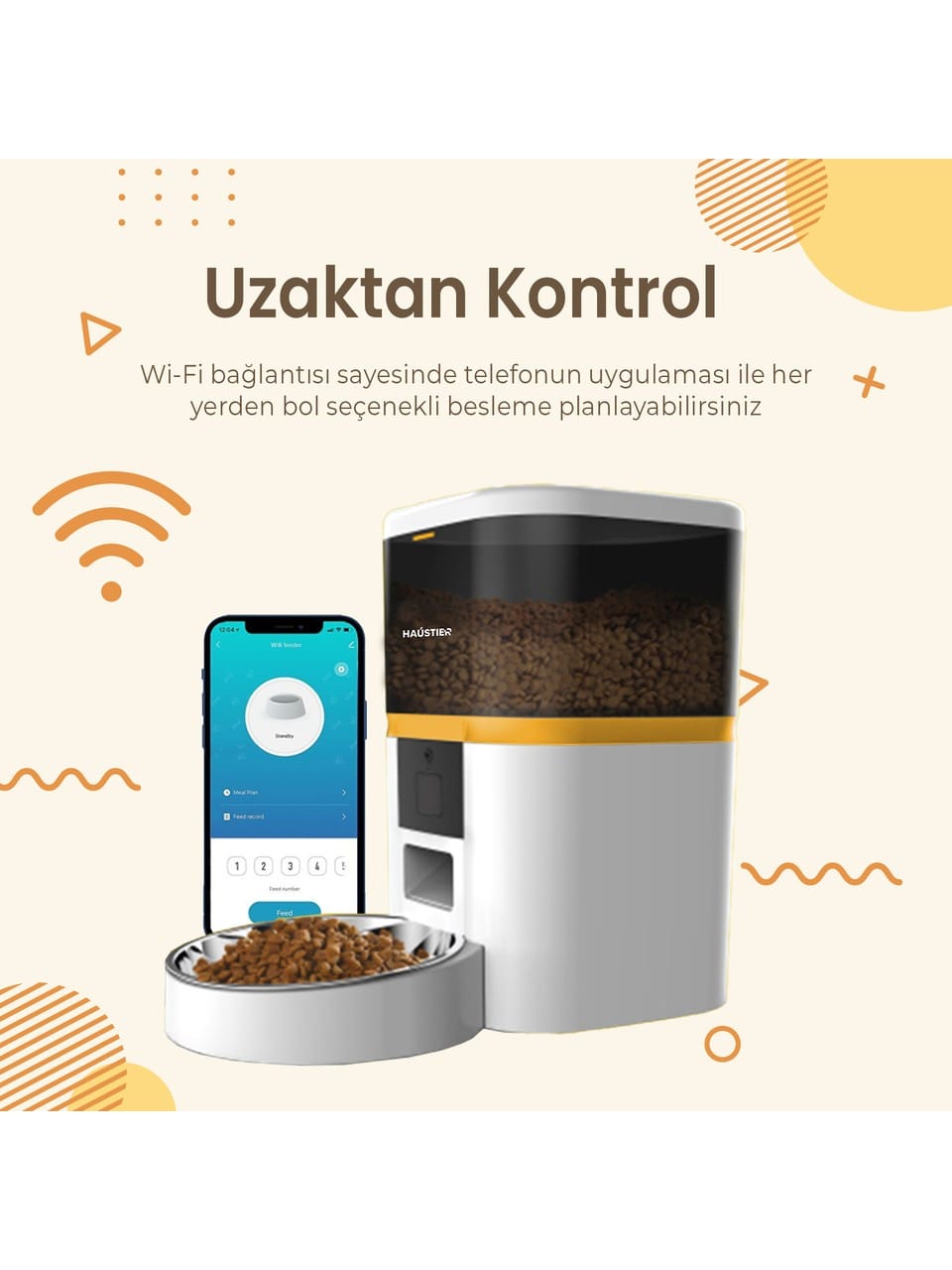 QQ003-V2 Akıllı Otomatik Kedi Mama Kabı, App-Wifi ile Uzaktan Kontrol, Öğün Planlama,porsiyon Belirleme,6lt Hazne, Metal - Görsel 6
