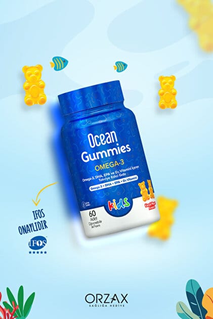 Orzax Ocean Gummies Omega-3 Kids 60 Çiğnenebilir Jel Form