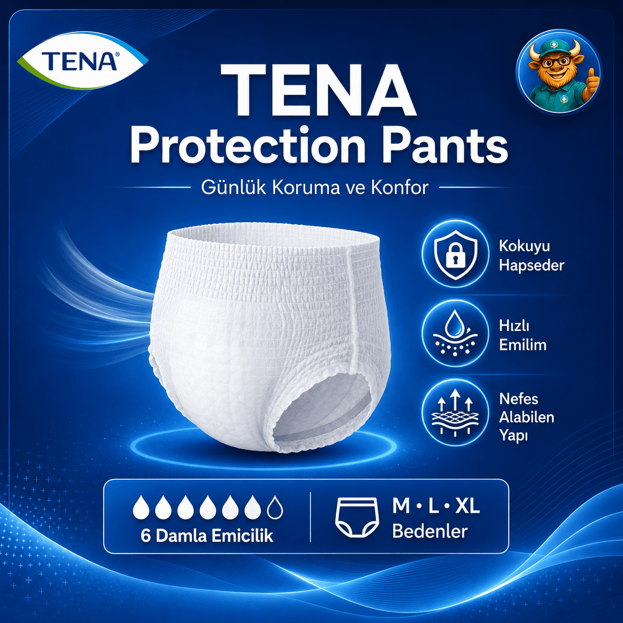 TENA ProTection Pants Regular Emici Külot 6 Damla L Beden 30'lu Paket - Görsel 4