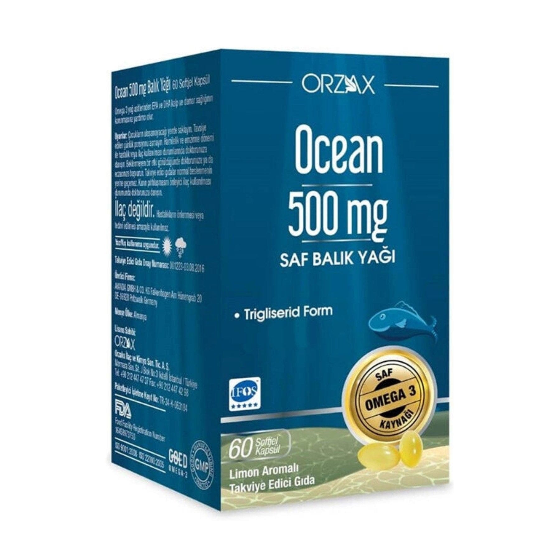Orzax Ocean Omega-3 Balık Yağı 500 mg 60 Kapsül