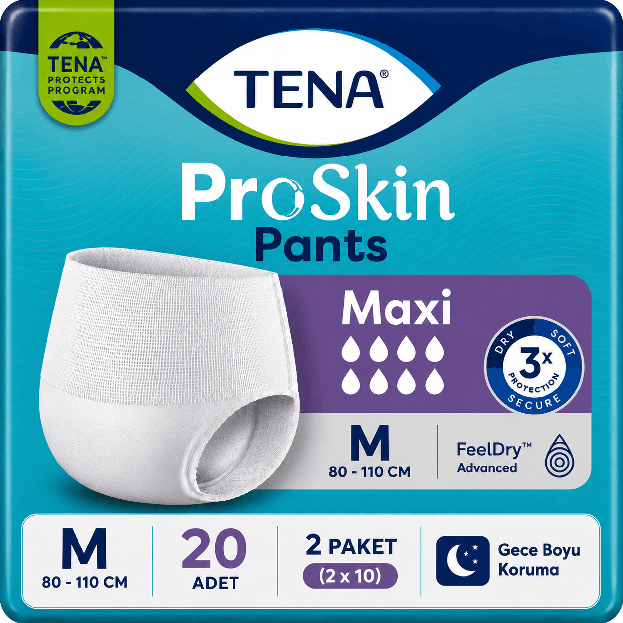 TENA ProSkin Pants Maxi Emici Külot 8 Damla XL Beden 10'li 2 Paket 20 Adet