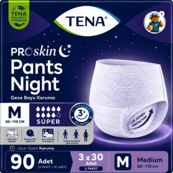 TENA ProSkin Pants Night Super Emici Külot 7,5 Damla M Beden 30'li 3 Paket 90 Adet