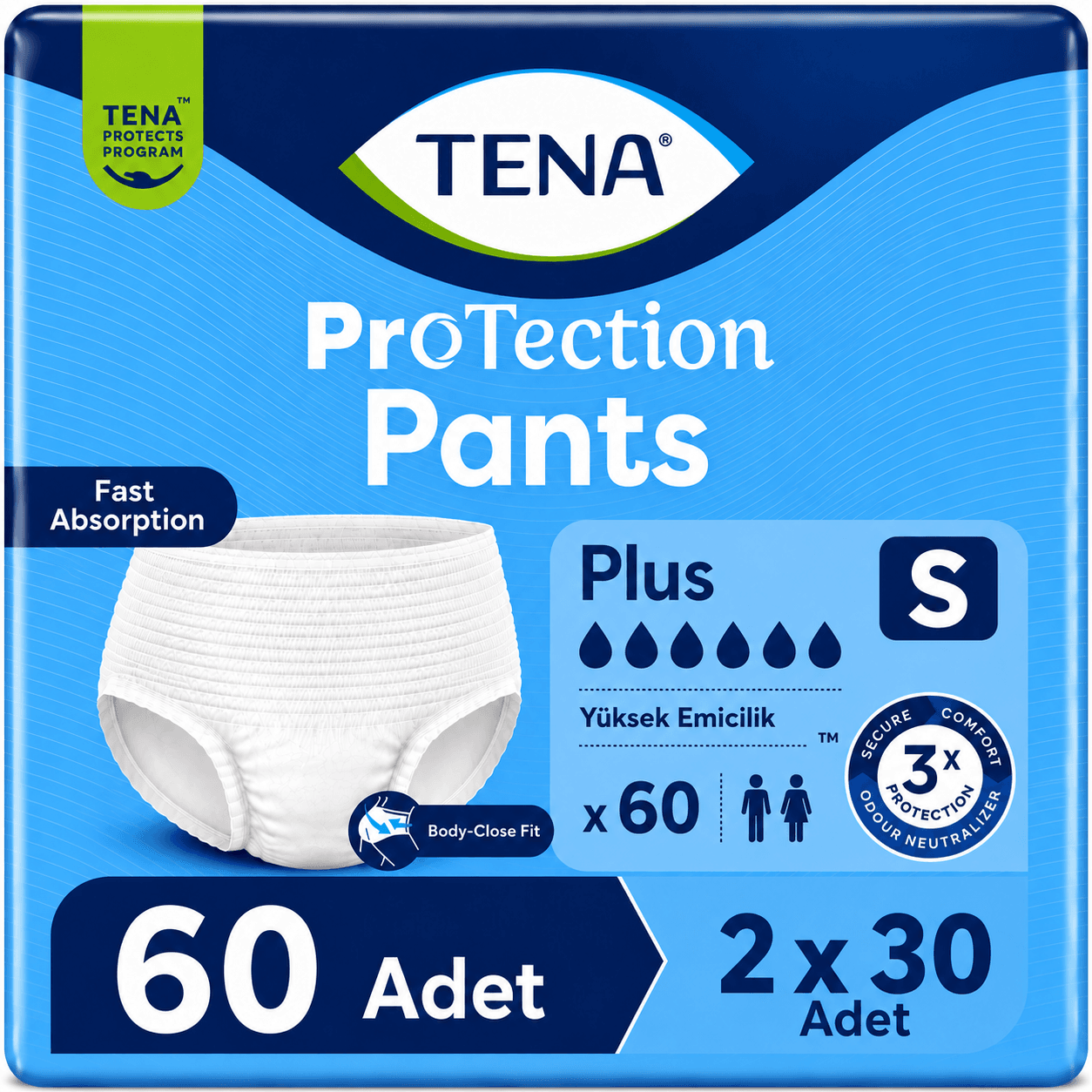 TENA ProTection Pants Plus Emici Külot 6 Damla S Beden 30'li 2 Paket 60 Adet