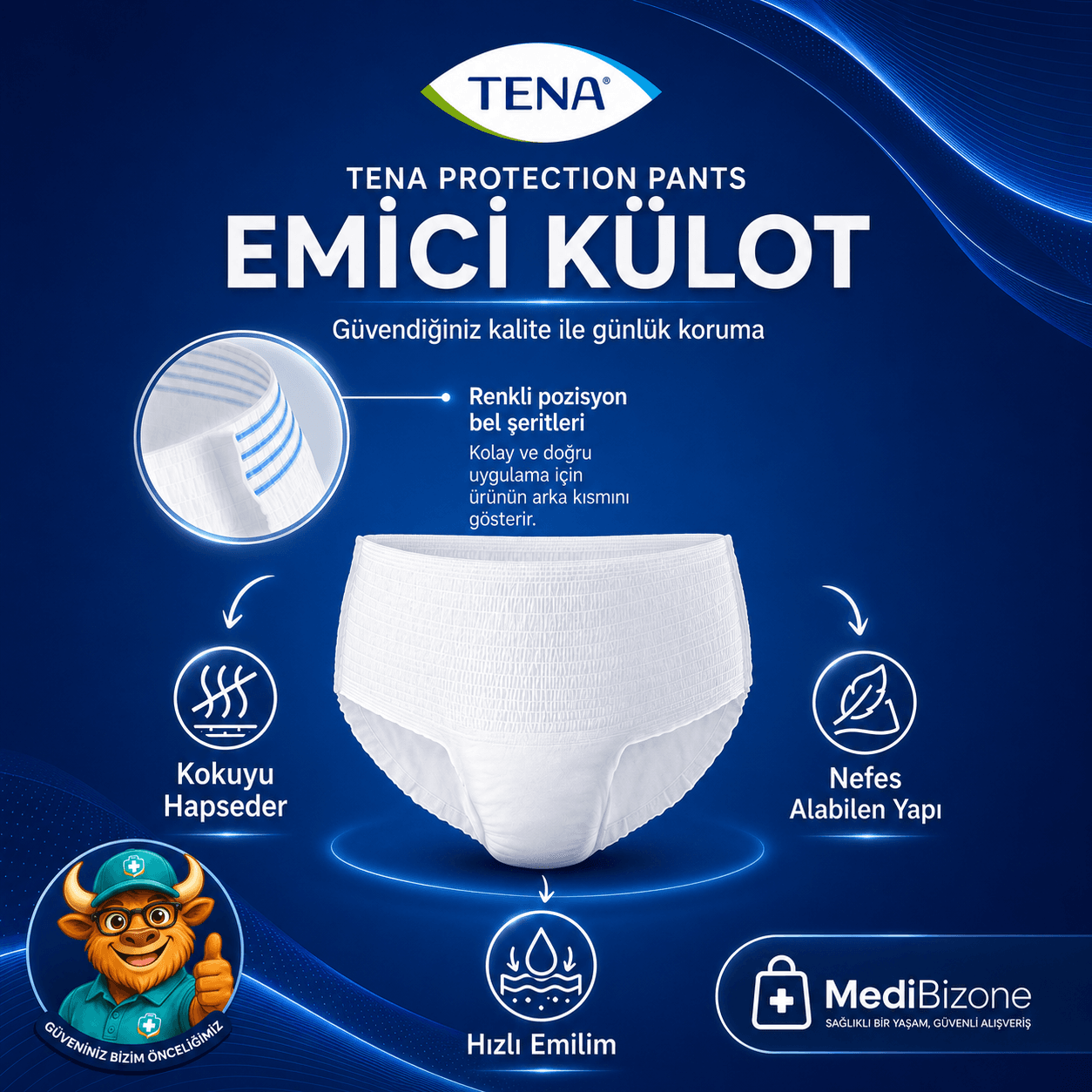 TENA ProTection Pants Regular Emici Külot 6 Damla L Beden 30'lu Paket - Görsel 2