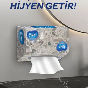 Selpak El ve Yüz Havlusu Kutulu Koyu Mermer Desen 80 Yaprak