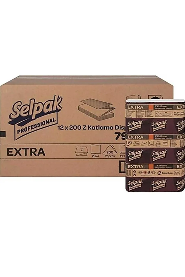 Selpak Professional Extra Z Katlama Dispenser Havlu 200lü 12 Paket