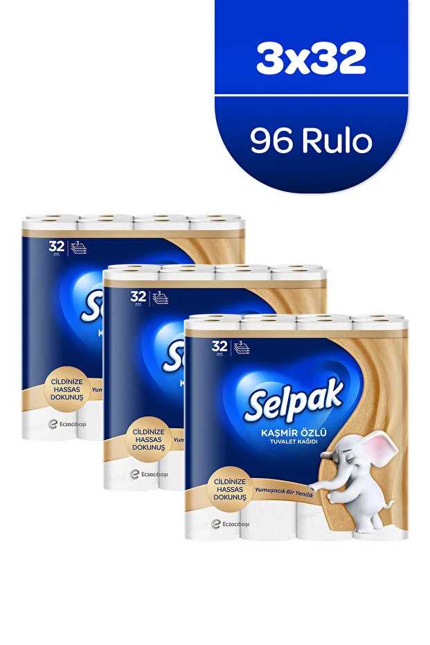 Selpak 3 Katlı Extra Tuvalet Kağıdı Pamuksu Doku 16'lı x 3 Adet
