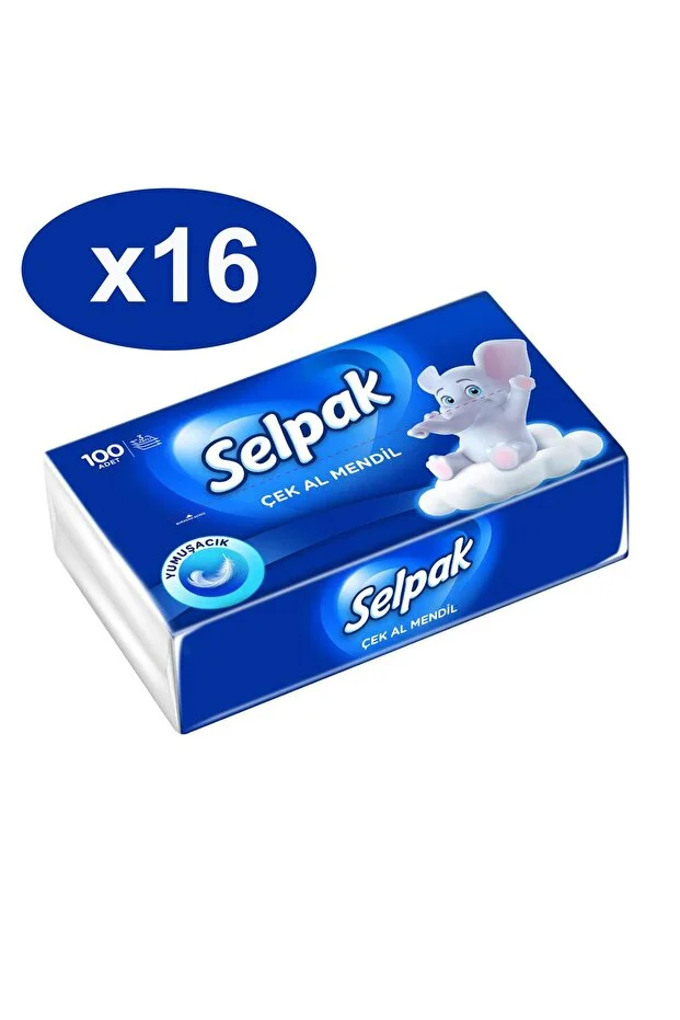 Selpak Çek Al Mendil 100 Adet x 16 lı Set