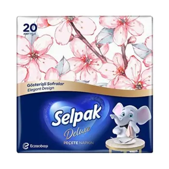 Selpak Desenli Peçete Elegant Deluxe Serisi 1 adet- Sunum Peçetesi-çok Renkli