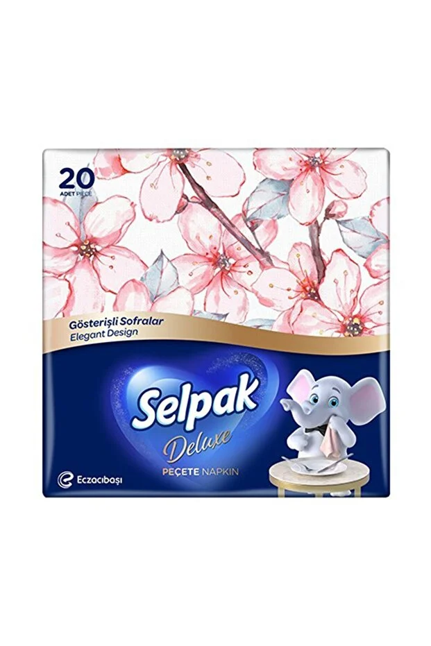 Selpak Desenli Peçete Elegant Deluxe Serisi 1 adet- Sunum Peçetesi-çok Renkli