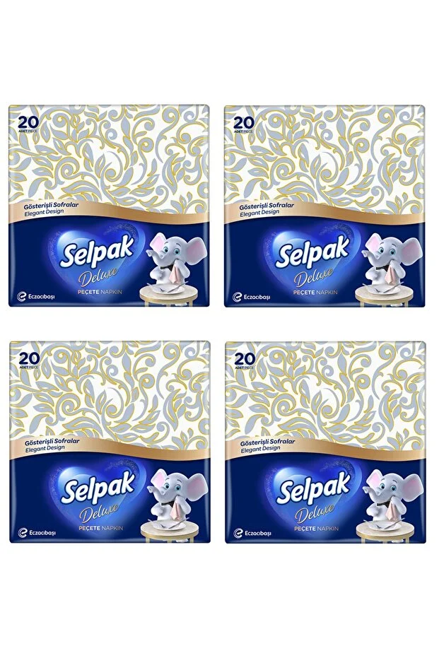 Selpak 4 X Adet Kiraz Çiçeği 20'li Deluxe Peçete - Gösterişli Sofralar Serisi