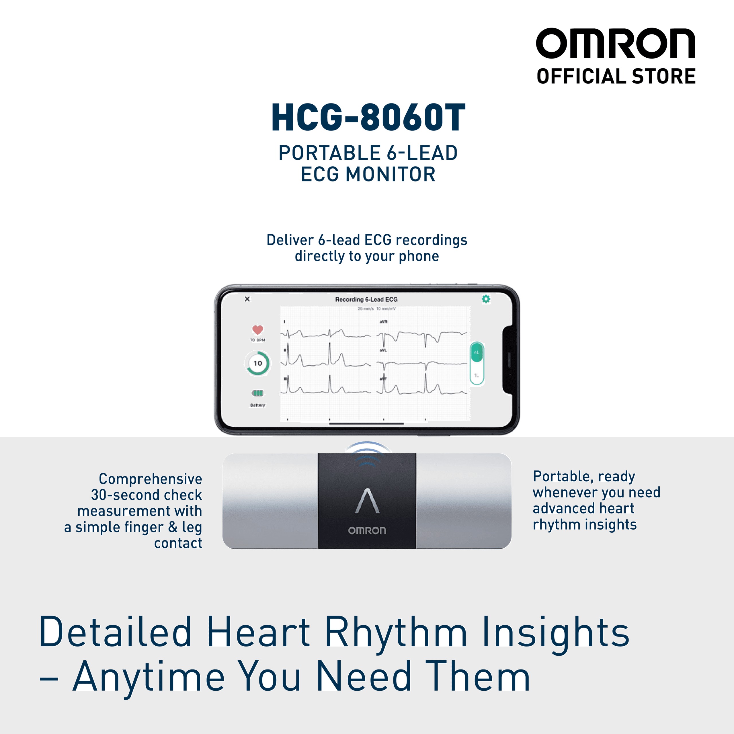 Omron HCG-8060T Taşınabilir 6 Kanallı EKG Cihazı