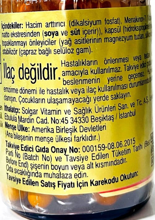 Solgar Vitamin K2 100 mcg 50 Kapsül