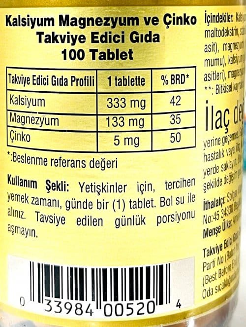 Solgar Calcium Magnesium Zinc 100 Tablet